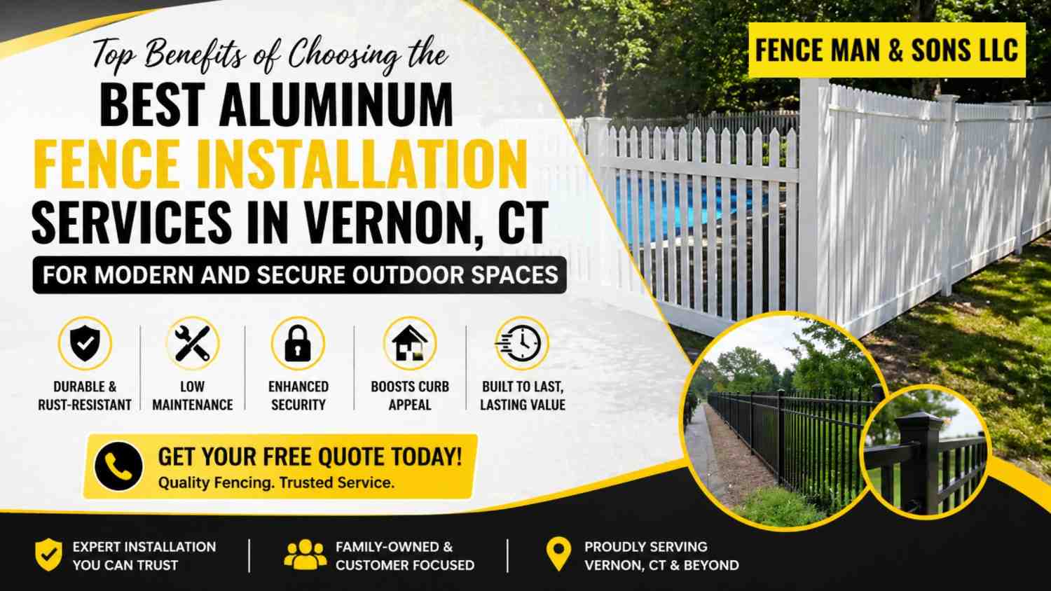 Top Benefits of Choosing the Best Aluminum Fence Installation Services in Vernon, CT for Modern and Secure Outdoor Spaces